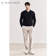ZINGCHEN machine washable cotton cashmere ZINGCHEN Henry collar knitted sweater men's autumn and winter black bottoming sweater dark gray L