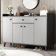 Saichu shoe cabinet simple household multi-layer storage living room door entrance cabinet small apartment storage shoe cabinet shelf recommended four doors and one drawer sky gray 120cm