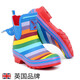 Evercreatures British rain boots women's rain boots adult water boots non-slip water shoes rainbow stripes low top rubber rain boots women's style rainbow 12RBW 37 (UK4)