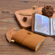 AIGUONIU large capacity card bag genuine leather bank card storage clip simple creative retro top layer cowhide storage bag business card clip oil wax leather camel color/camel