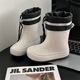 
Fujian women's Japanese adults wear trouser rain boots outside with fashionable outdoor waterproof, non-slip, wear-resistant soft-soled rubber shoes on rain boots white + trouser L size [38 is smaller in size 1]