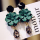 Tingbai Korean temperament, cold style flower earrings for women, women's forest petals, long tassel plated silver earrings earrings, ear clips, X844 petal crystal