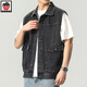
AEMAPE Apple denim vest men's jacket European and American trendy spring large pocket sleeveless tops fashion brand vest horse clip 9215# black 5XL (recommended 230 250Jin [Jin equals 0.5 kg])