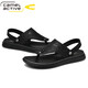 Sandalias de hombres dinámicas de camello alemanes para el verano Nuevos zapatos de playa informales Sandalias sin deslizamiento Sandalias de doble propósito Flip Flip Flopslip 3880 Negro (tamaño de zapato deportivo) 38