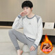Zengzhi Niuzai Winter Großer Kinder-Thermal-Unterwäsche für Herren-Teenager plus Samt verdickte Schüler Herbstkleidung und Herbsthosen rundes Hals-Basis-Hemd 692 Khaki plus Samt verdickte 2xl = tatsächliche L empfohlen 105-120jin [Jin gleich 0,5 kg]