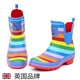 Evercreatures British rain boots women's rain boots adult water boots non-slip water shoes rainbow stripes low top rubber rain boots women's style rainbow 12RBW 37 (UK4)