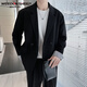 Vuitton sheep's spring new men's casual and versatile suit suit, fashionable top, loose suit jacket for men, black jacket + white long T + trousers, three pieces XL