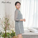 PinkMary Pink Mary Mall Sême printemps et automne Mulberry Silk Robe Floral Jupe à manches longues PMALS5009 Retro Green XS