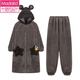 Modales Paar Korallenmerze Herbst- und Winterpyjama für Frauen langes Nachthemd mit samtig verdickter Männer Flanell -Kleidungsstück 6626 L Frauen