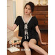 
KJ French ladies pajamas summer thin short sleeve shorts summer cardigan can be worn outside home clothing suit Pink 55J1278 [Long suit] S