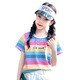Pitt Pitt Girls Kurzarm T-Shirt Sommer 2025 Neue große Kinder Halbärmel Regenbogenstreifen t Kinder modisch Top Sommer 9889 Weiß 140 cm