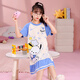 Mädchen Nachthemd Sommer reines Baumwoll kurzärmeligte Pyjama Kinder Mädchen Mittelkind Dünne Cartoon Kulomi Home Kleid GB6189 Blau Parcado Big Boy 24 Größe Höhe 155-165cm120jin [Jin gleich 0,5 kg]