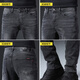JEEP SPIRIT jeans men's winter new style plus velvet slim feet pants for men casual trendy elastic straight trousers QQN-1048 black 29