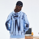 Fun trendy brand spring and autumn new tie-dyed Garfield and Rabbit print cartoon hooded sweatshirt women's casual unisex jacket daylight blue S/160