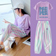 Zhidoudou Summer Girls Set informal Sports Sports Corta de manga corta Summer Summer Deporto Nuevo estilo Medium Large Bard Children's Fin Children's Wothing 5671 Contrast Color +9731 Purple 130 cm