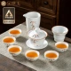 Gold inlaid jade tea set cover bowl tea cup white porcelain tea set household simple set festival cover bowl set
