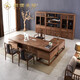 Qunru Chengyu (JEFUISML) new Chinese style solid wood office desk and chair, log boss desk, high-end office furniture, chairman executive desk, president desk, 2.0 meter office desk including side table