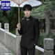 Romon High-End Neues chinesisches Stand-up-Kragen Zhongshan Anzug Jacke Herren Engagement Bräutigam Hochzeit Nationaler Anzug Kleid Tang Anzug Schwarz [Mantel + Hosen + Stand-up-Kragen schwarzes Hemd] xl