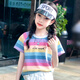 憨憨象女童短袖t恤2025夏季新款纯棉潮T儿童韩版宽松条纹上衣中大童夏装 9922白色 160