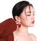 Qlady temperament red flower earrings female temperament high-end earrings for women 2024 new niche light luxury New Year earrings
