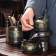 Craftsman's Lazy Tea Set Household Stone Mill Semi-automatic Tea Making Artifact Office Ceramic Anti-scalding Kung Fu Tea Set Complete Set Fragrant Automatic Tea Set + Black Square Tea Tray 10 Pieces