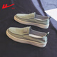 Krieger Herrenschuhe Leinwand Schuhe Frühling und Sommer Neue Stil einbeinige faule Schuhe atmungsaktive Sportschuhe Alte Peking-Stoffschuhe Männer Grün 42
