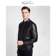 Sachi Satchi [lange Zeit ohne Falten] Herren-Leder-Leder-Jacke für Herren Herumn Neue Style Business Sheepselbe hübsches Stand-up-Halsband-Lederjacke Herren klassischer Stand-up-Halsband Schwarz M 48/170