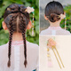 Children's ancient style Hanfu headdress with tassels, 3-flower hairpin, step-shaking hairpin, comb plate, hair accessories, super fairy hairpin, 3-flower hairpin, pink one