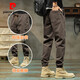 Pierre cardin autumn casual pants for men 2025 new style trendy tying loose thickened sports work pants for men spring and autumn style plus velvet 689 camel + 689 black XL 130-150Jin [Jin equals 0.5 kg]