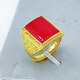 Tiansi men's domineering and prosperous square ring live thickened gold ring Vietnam 9999 sand gold square emerald men's ring length and width 15*17 mm