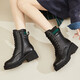 Fugui Bird Martin Boots Femme Talons hauts et talons épais et talon de toison Cowhide Boots Boots Chaussures féminines FN0234 / 1152 Black 39