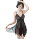Femmes de sous-vêtements sexy, séduisant transparent en dentelle sexy bases noirs Pyjamas Passion à trois points Sexy Pyjamas Suspenders 1283 Sexy Bunny Girl + Thong Brush