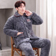 Xuanduoqi Pyjamas Herren-Dreischicht eingedickter Korallenvelvet-Baumwollflanell warme Home Kleidungsstück Herbst- und Winterstil C9921# Schwarze graue Männer [Pflug] L (100-125jin [Jin gleich 0,5 kg]) Dreischichtig eingedrocken