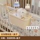 床边收纳袋挂袋婴儿床收纳挂篮床边床头宝宝尿布台侧边面尿不湿 奶油白-全包围挂篮 收纳