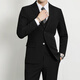Ayou Fat Suit Men's Business Formal Wear New Groomsman Wedding Suit Professional Commuting Two-piece Dress Black 5XL