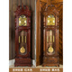 Yunhao floor clock solid wood hand-carved retro simple European mechanical movement clock new Chinese style living room watch dotted time, auspicious and wishful mahogany color 14 inches