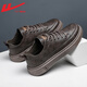 Pull back men's sneakers 2025 autumn and winter new men's leather lightweight fashionable versatile casual shoes brown 40