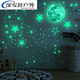 Chuangjingyi wählt 30 cm leuchtende Mond leuchtende Sterne kreative fluoreszierende Wandaufkleber Kinderzimmerdekoration Cartoon Streifer Himmel Aufkleber aus (blaues Licht) 1 Mond + 1049 Sterne DOTS_BIG