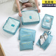 Jingdie 6-piece set, travel storage bag, suitcase, clothes sorting, travel clothing, business trip underwear storage bag, travel bag thickened 6-piece set, lake blue