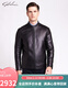 Sachi Satchi [lange Zeit ohne Falten] Herren-Leder-Leder-Jacke für Herren Herumn Neue Style Business Sheepselbe hübsches Stand-up-Halsband-Lederjacke Herren klassischer Stand-up-Halsband Schwarz M 48/170