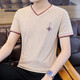 费洛仕短袖男夏季衣服男士打底衫丅恤体恤潮流修身潮牌t恤男V领 826白色 L