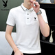 花花公子新款纯棉男士polo衫短袖高端休闲时尚翻领修身夏季t恤男 847藏青 XL 建议125-140斤