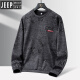 吉普（JEEP）男士卫衣2024春秋宽松潮牌迷彩圆领美式青年宽松上衣薄款长袖T恤 K16851军绿+K16850黑色 M