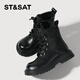 Saturday children's shoes winter new Martin boots versatile rhubarb boots girls casual thick-soled boys short boots black 33