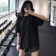 Jincheng Mesh schnelle Trocknungskleidung für Frauen Lose Jogging Shirt Fitness Kleidung kurzärmelig Sport T-Shirt Internet Promi Yoga Top T698 Black Longeeved XL