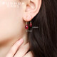 RUOHUA Lepan 7-8mm faceted pigeon blood ruby earrings for women colorful short ear hook earrings birthday gift