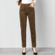 Ubers autumn and winter elastic corduroy harem pants for women with small feet pants carrot pants loose casual and velvet warm velvet pants for women brown (single layer) 9901 34 (waist circumference 2 feet 7)