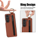 Jinhao eignet sich für Samsung Z Fold5 Mobiltelefone Hülle Pensteckplatz-Brieftasche Klappschirm Fold4/3 Vollinclusive Anti-Fall-Schutzhülle Ringhalterung High-End-Mode-Mode-Brieftasche Mobiltelefon Leder-Hülle Ringschutz Hülle Brown Samsung Fold5