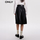 ONLY秋冬时尚显瘦高腰PU百褶中长款半身裙女|12346S001 H1Z 黑色BLACK XS 155/60AR