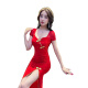 Qiao Xuan Dai Fußbadetechniker Spa Cheongsam Long Workwear Neue Partykleid sexy Schlitz eng langer Rock Chinesische Nacht 13583 Schwarzer langer Rock M.